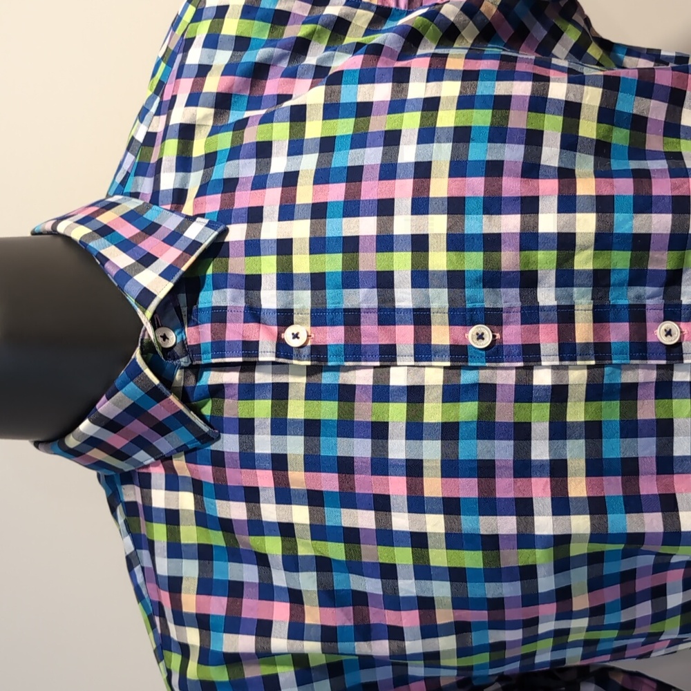 Bugatchi Multi Colored Check Print Shirt Large
